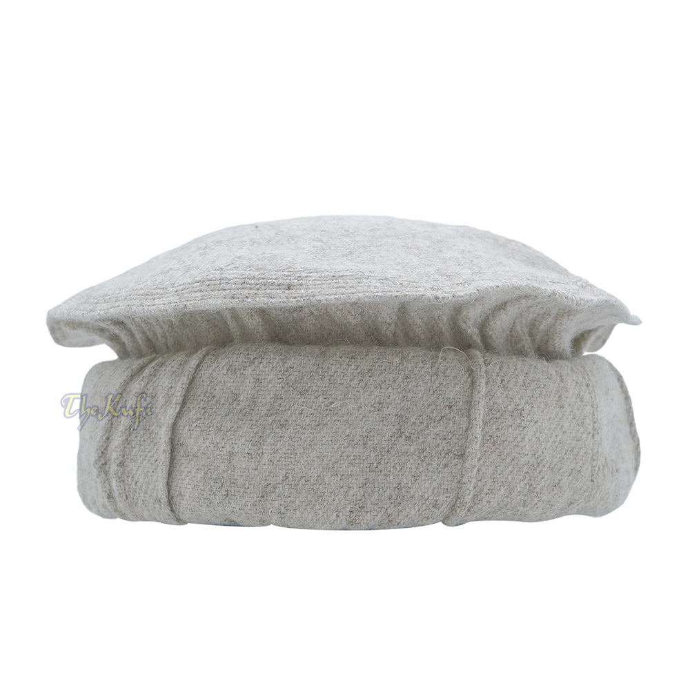 Afghani Hat Light Khaki - Traditional-style Stretchable Faux Wool Pakol Mujahidin Soft Kufi