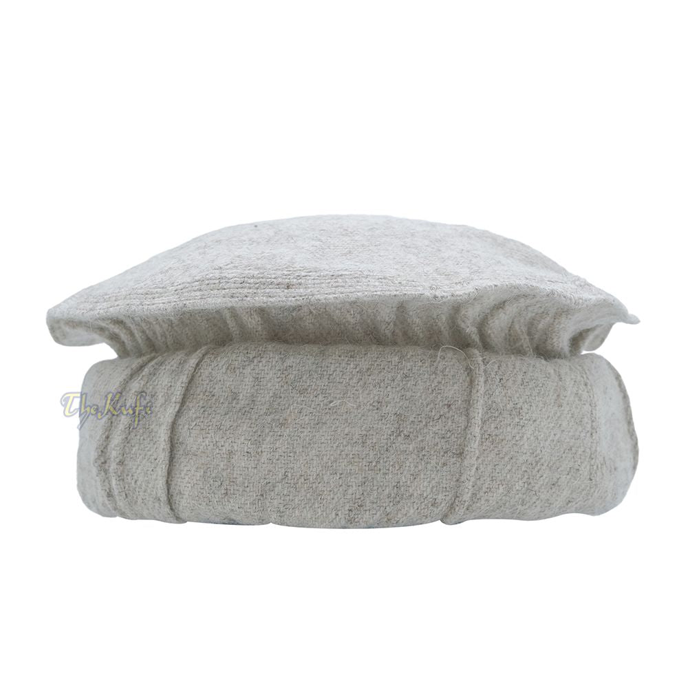 Afghani Hat Light Khaki – Traditional-style Stretchable Faux Wool Pakol Mujahidin Soft Kufi
