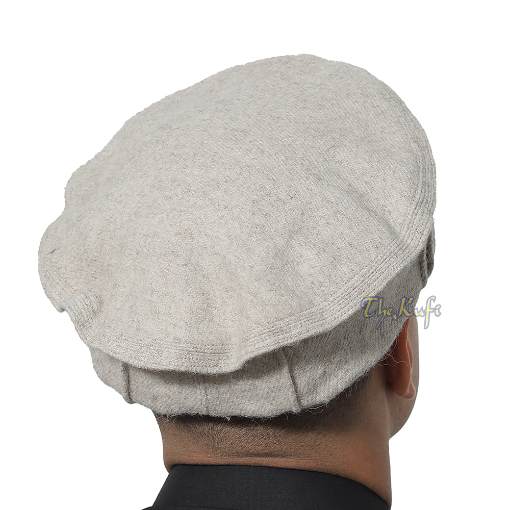 Afghani Hat Light Khaki - Traditional-style Stretchable Faux Wool Pakol Mujahidin Soft Kufi