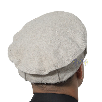 Afghani Hat Light Khaki - Traditional-style Stretchable Faux Wool Pakol Mujahidin Soft Kufi