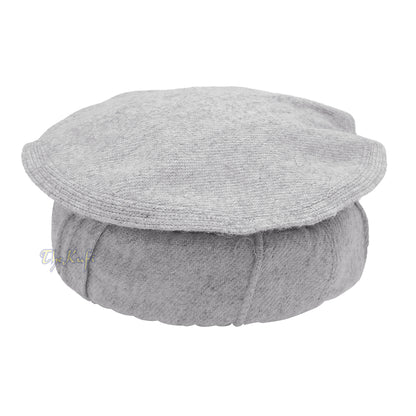 Traditional Afghani Hat Light Grey Stretchable Faux Wool Pakol Mujahidin Soft Kufi