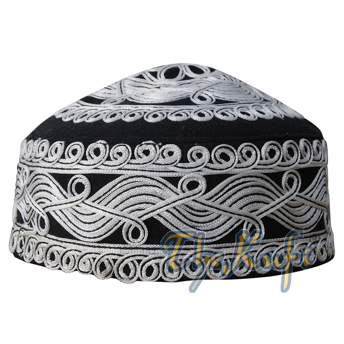Desain Macramé Hitam Putih Buatan Tangan Merasa Topi Kufi