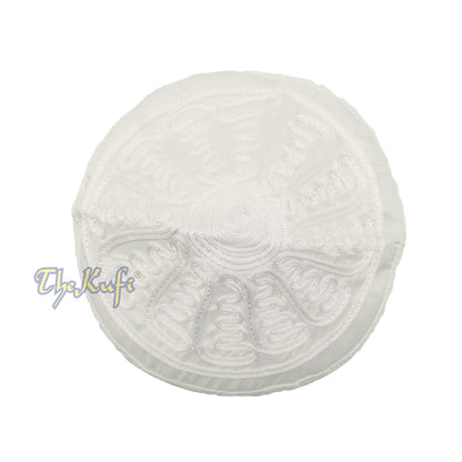 Topi Kufi Desain Bergelombang Halus Ringan Macrame Putih Buatan Tangan