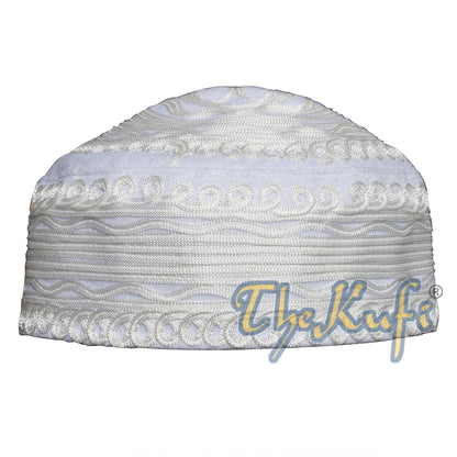 Desain Garis Macramé Putih Buatan Tangan Topi Doa Topi Kufi Felt