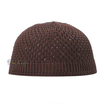 Brown Open Weave Nylon Kufi Hat