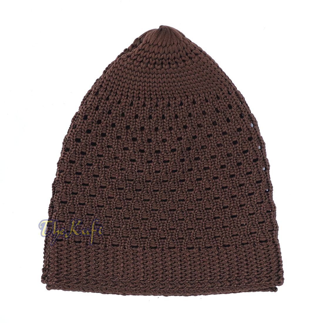 Brown Open Weave Nylon Kufi Hat