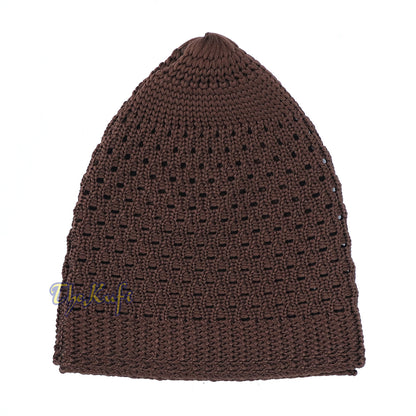 Topi Kufi Nilon Tenunan Terbuka Coklat