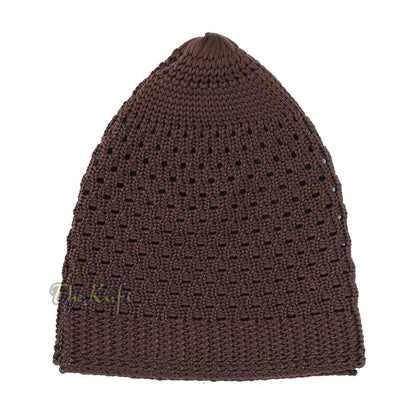 Buy 1 Get 1 Free! Brown Open-Weave Stretchy 100% Nylon Kufi Skull Caps