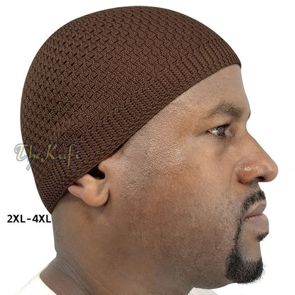 Brown Open-Weave Stretchy 100% Nylon Kufi Skull Caps