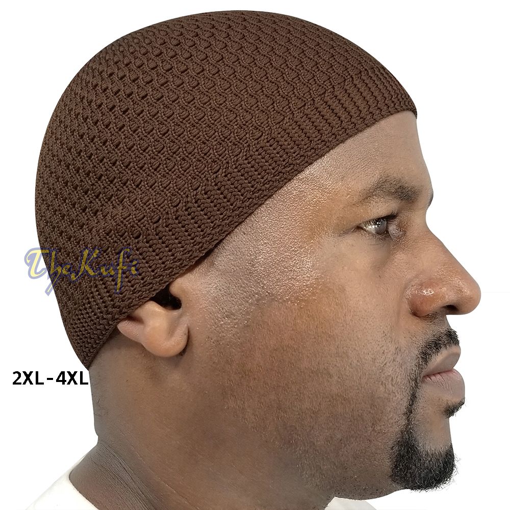 Buy 1 Get 1 Free! Brown Open-Weave Stretchy 100% Nylon Kufi Skull Caps