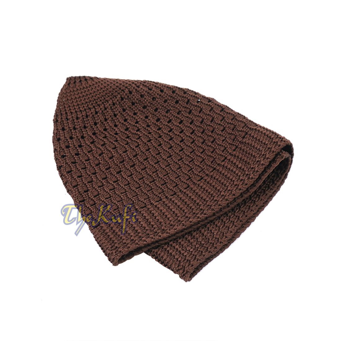 Brown Open Weave Nylon Kufi Hat