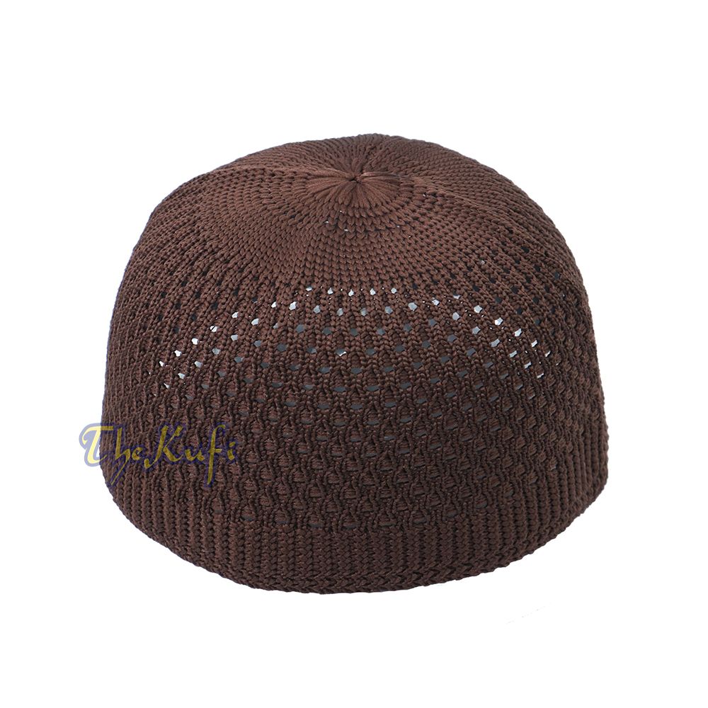 Buy 1 Get 1 Free! Brown Open-Weave Stretchy 100% Nylon Kufi Skull Caps