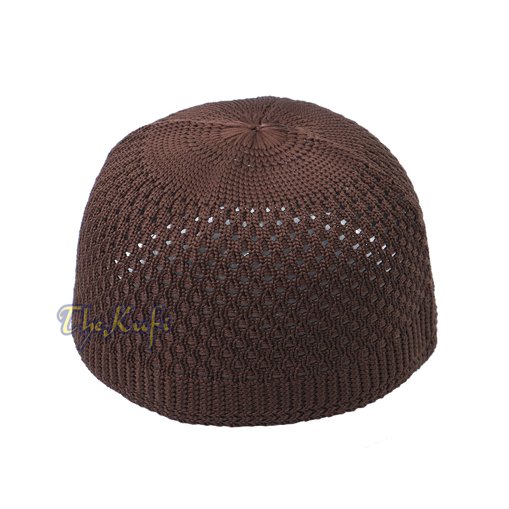 Topi Kufi Nilon Tenunan Terbuka Coklat