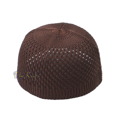 Topi Kufi Nilon Tenunan Terbuka Coklat