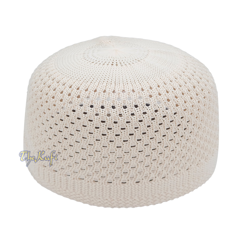 Cream Open-Weave Stretchable 100% Nylon Kufi Skull Caps – Machine Woven