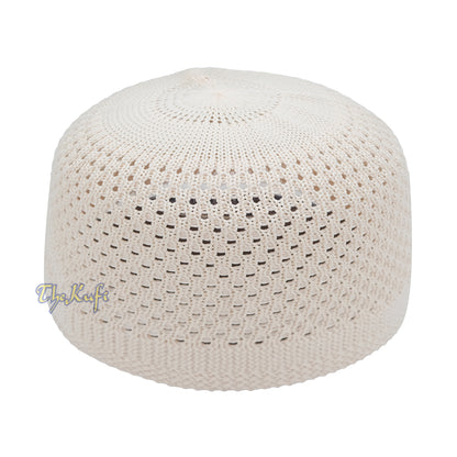Cream Open-Weave Stretchable 100% Nylon Kufi Skull Caps – Machine Woven