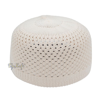 Cream Open-Weave Stretchable 100% Nylon Kufi Skull Caps – Machine Woven
