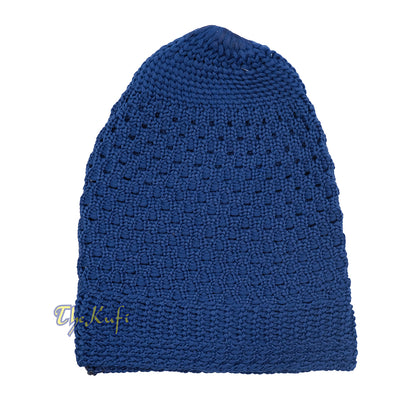 Dark Blue Open Weave Nylon Kufi Hat