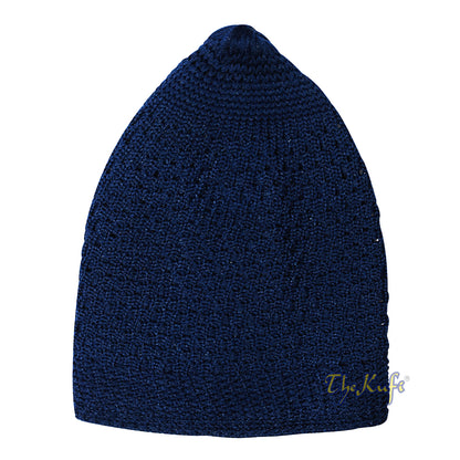 Dark Blue Open Weave Nylon Kufi Hat