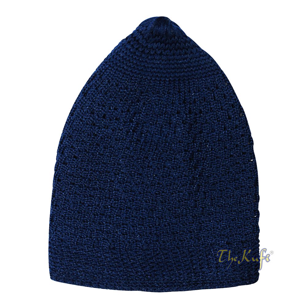 Dark Blue Open-Weave Stretchable 100% Nylon Kufi Skull Caps