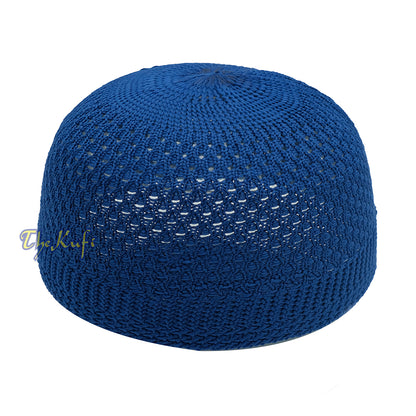 Dark Blue Open-Weave Stretchable 100% Nylon Kufi Skull Caps