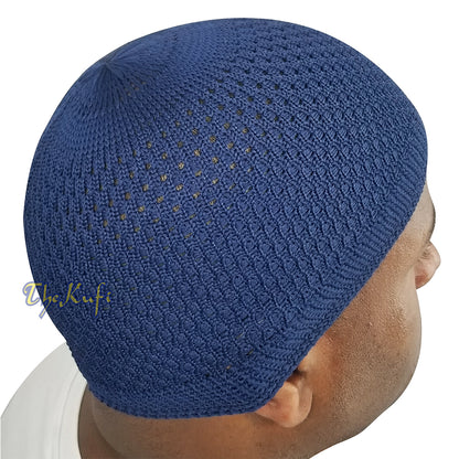 Dark Blue Open Weave Nylon Kufi Hat