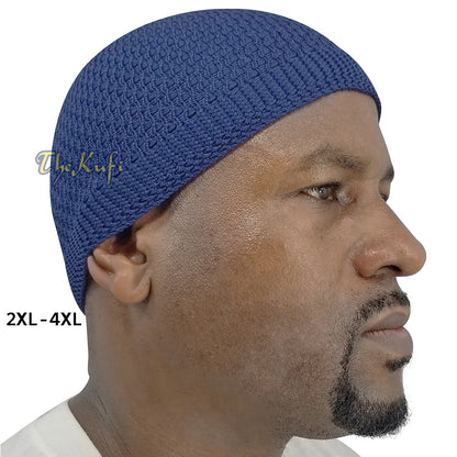 Dark Blue Open Weave Nylon Kufi Hat