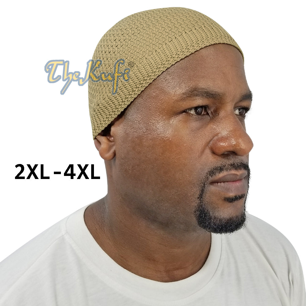 Coffee Brown Soft Open-Weave Nylon Stretchy Kufi Hat Skull Cap Beanie