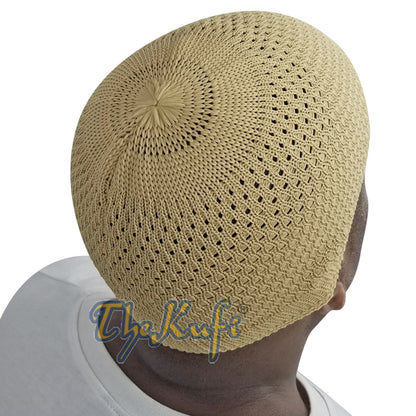 Kopi Coklat Lembut Open-Anyaman Nylon Stretchy Kufi Hat Skull Cap Beanie