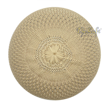 Kopi Coklat Lembut Open-Anyaman Nylon Stretchy Kufi Hat Skull Cap Beanie