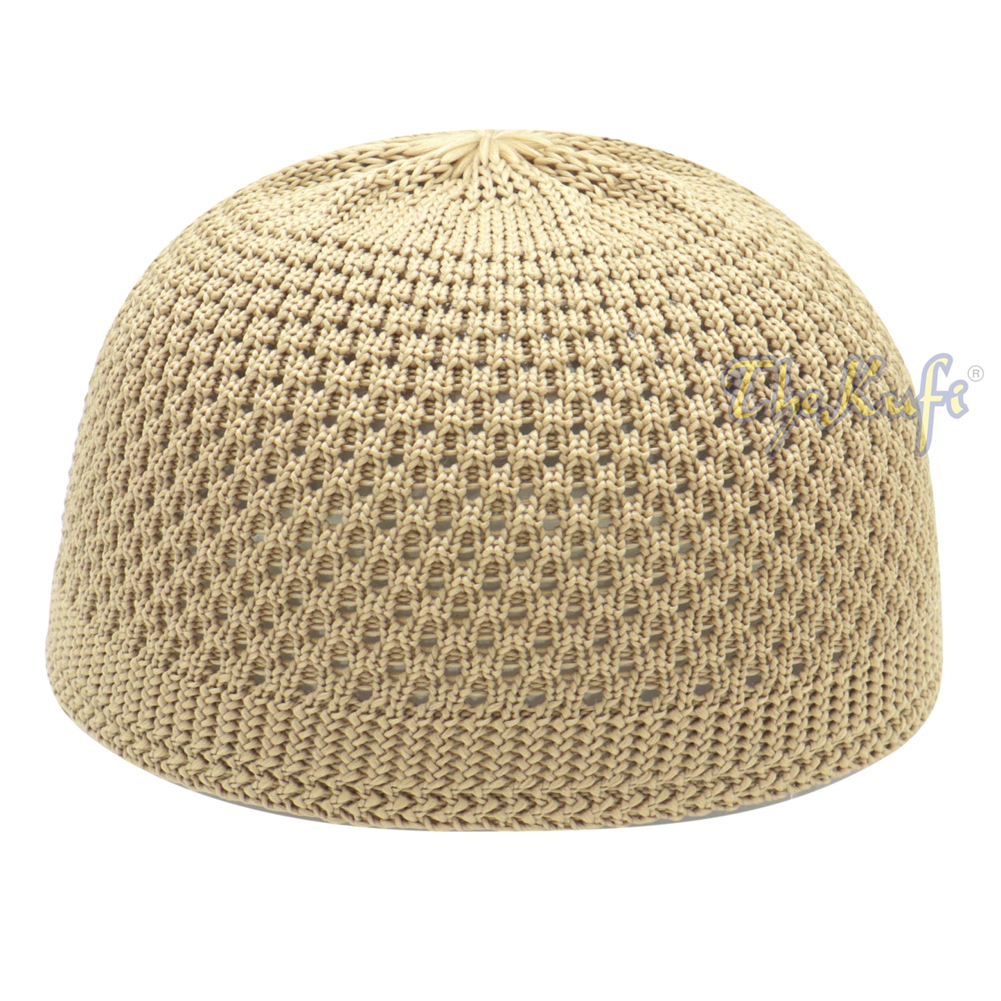 Coffee Brown Soft Open-Weave Nylon Stretchy Kufi Hat Skull Cap Beanie