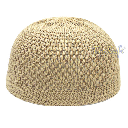 Kopi Coklat Lembut Open-Anyaman Nylon Stretchy Kufi Hat Skull Cap Beanie