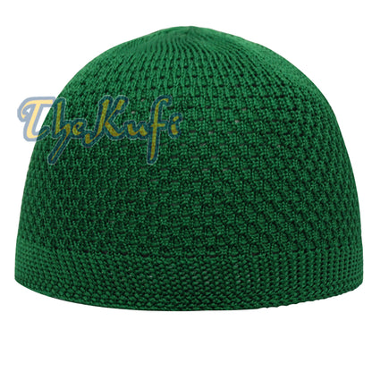 Madinah Green Nylon Kufi Cap Open-Weave Knitted Head Cover Prayer Skullie