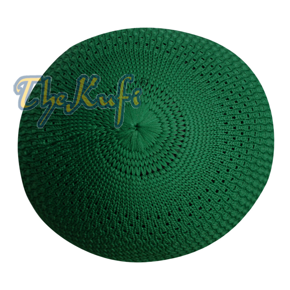 Madinah Green Nylon Kufi Cap Open-Weave Knitted Head Cover Prayer Skullie