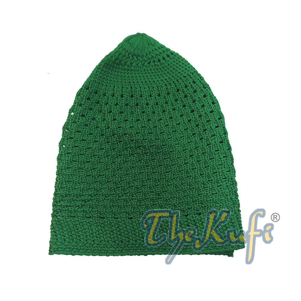 Madinah Green Nylon Kufi Cap Open-Weave Knitted Head Cover Prayer Skullie