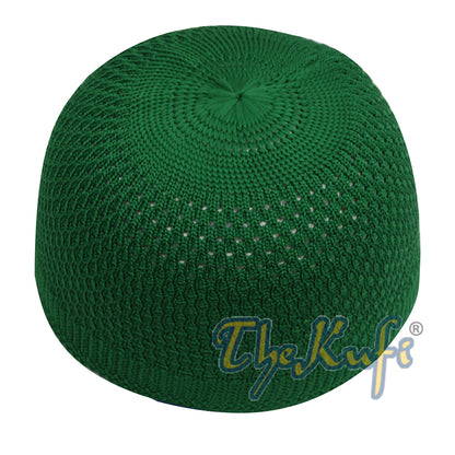 Madinah Green Nylon Kufi Cap Open-Weave Knitted Head Cover Prayer Skullie