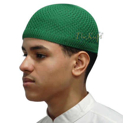 Madinah Green Nylon Kufi Cap Open-Weave Knitted Head Cover Prayer Skullie