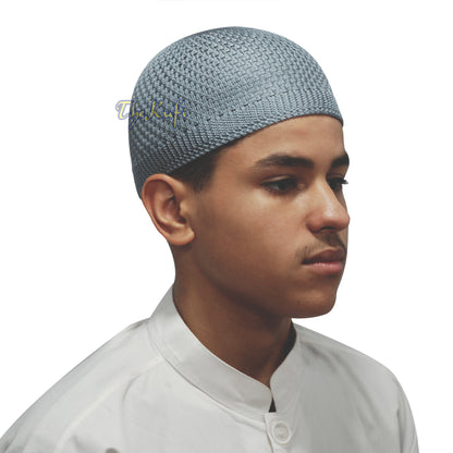 Gray Open Weave Nylon Kufi Hat