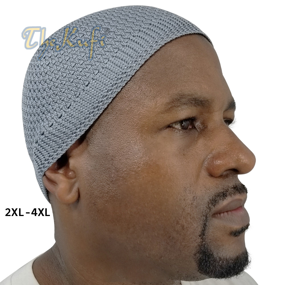 Topi Kufi Nilon Tenunan Terbuka Kelabu