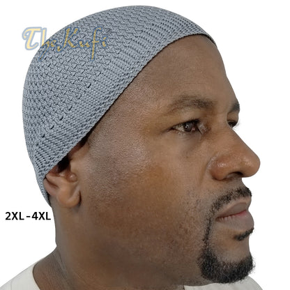 Topi Kufi Nilon Tenunan Terbuka Kelabu