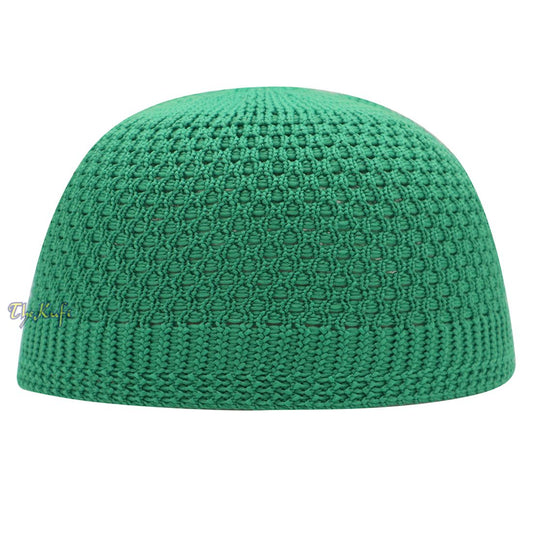 Light Green Open Weave Nylon Kufi Hat