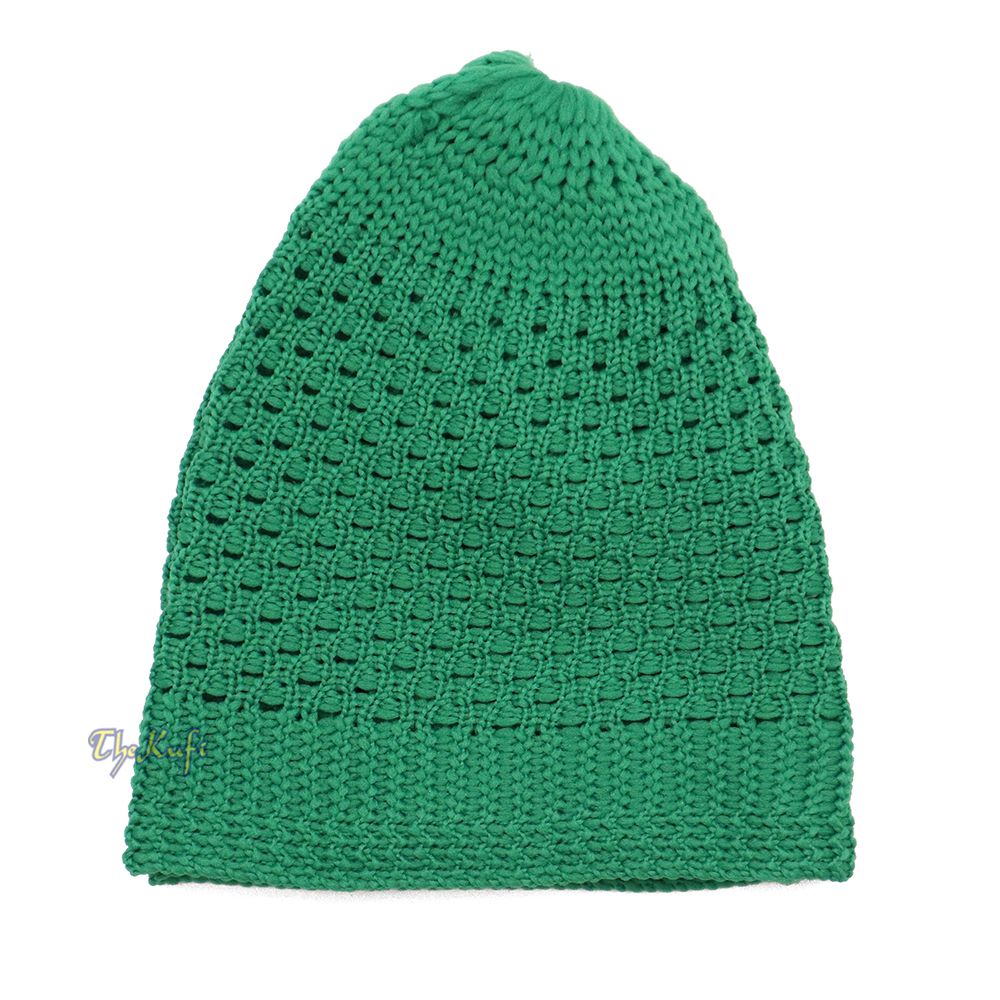 Light Green Open Weave Nylon Kufi Hat