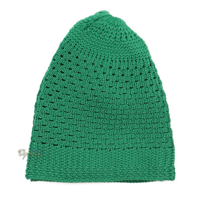 Light Green Open Weave Nylon Kufi Hat