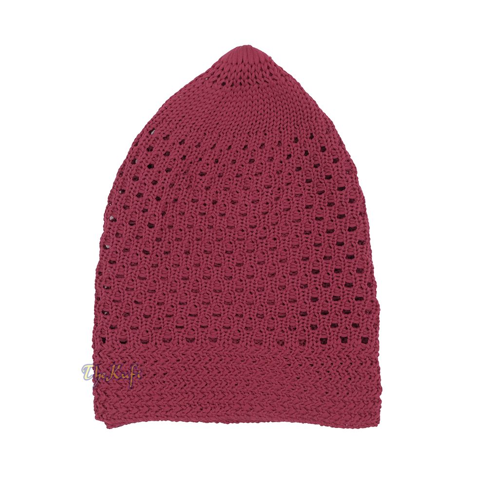 Light Maroon Open-Weave Stretchable 100% Nylon Kufi Skull Cap