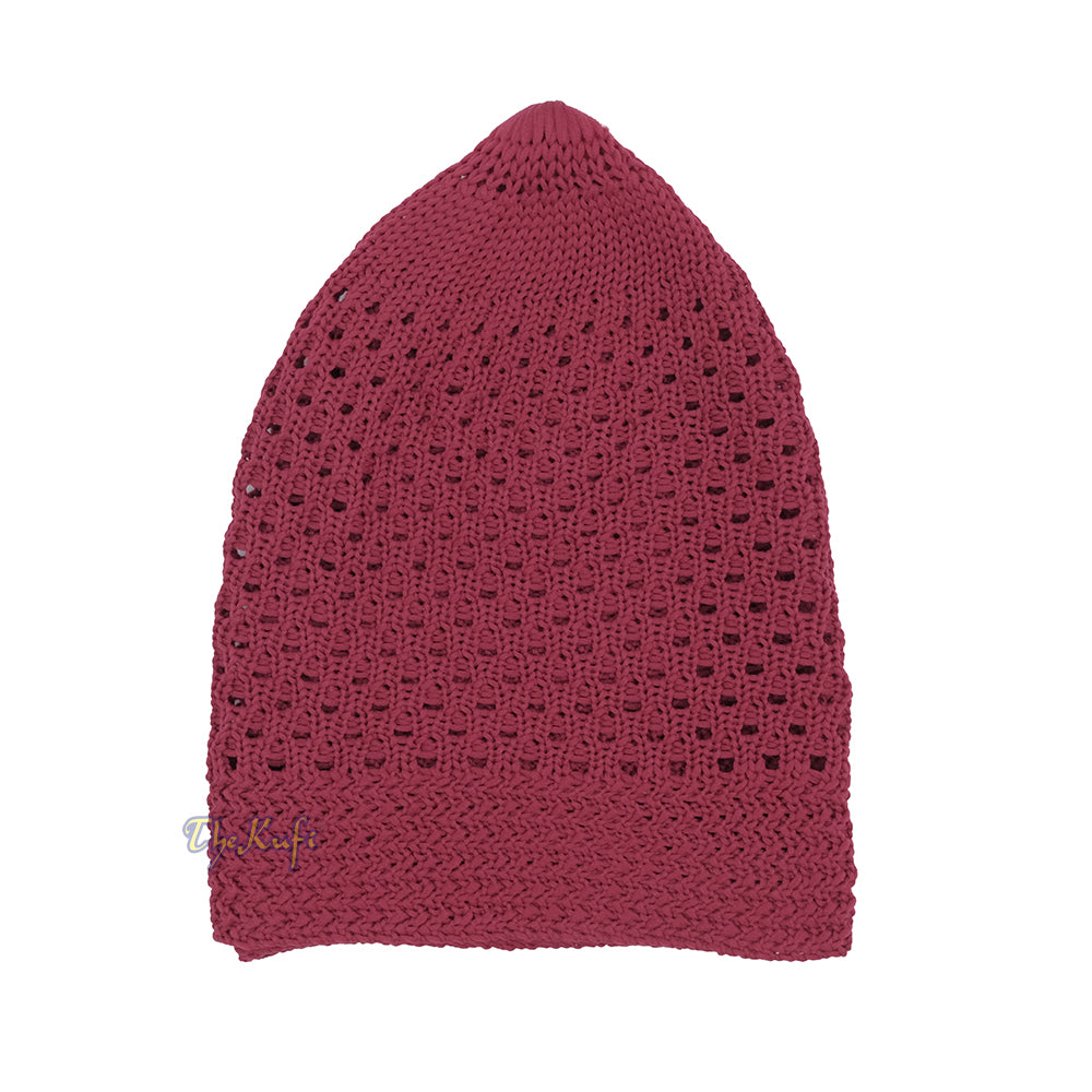 Light Maroon Open-Weave Stretchable 100% Nylon Kufi Skull Cap