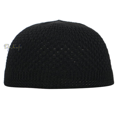 Buy 1 Get 1 Free! Black Nylon Kufi - Open-Weave Stretchy Comfortable Muslim Skull Prayer Cap Head Cover