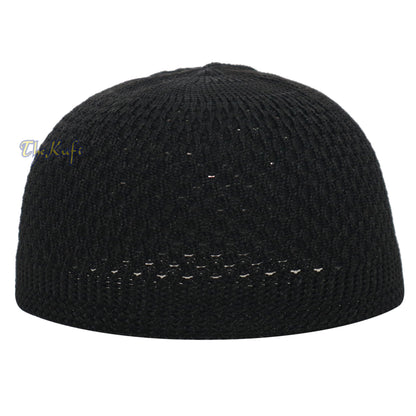 Buy 1 Get 1 Free! Black Nylon Kufi - Open-Weave Stretchy Comfortable Muslim Skull Prayer Cap Head Cover