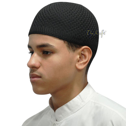 Buy 1 Get 1 Free! Black Nylon Kufi – Open-Weave Stretchy Comfortable Muslim Skull Prayer Cap Head Cover