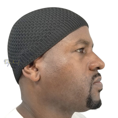 Black Nylon Kufi – Open-Weave Stretchy Comfortable Muslim Skull Prayer Cap Head Cover