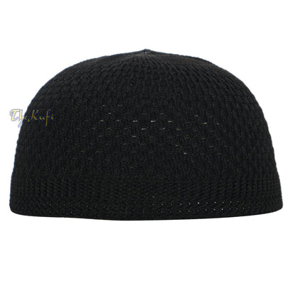 Buy 1 Get 1 Free! Black Nylon Kufi – Open-Weave Stretchy Comfortable Muslim Skull Prayer Cap Head Cover